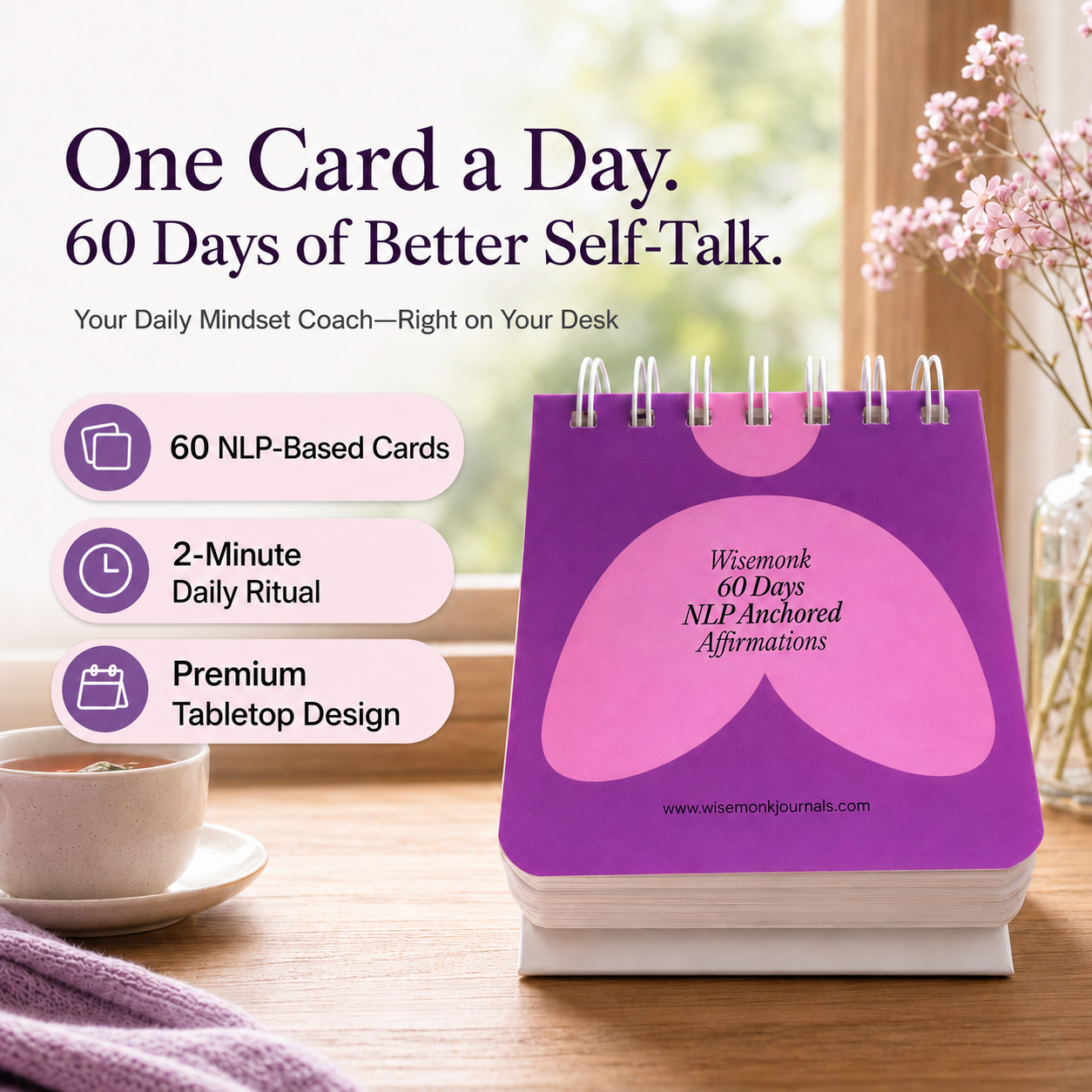 WiseMonk 60 Days NLP Affirmation Cards | For Daily Motivation, Confidence & Self Growth