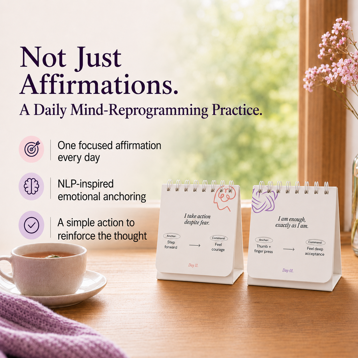 WiseMonk 60 Days NLP Affirmation Cards | For Daily Motivation, Confidence & Self Growth
