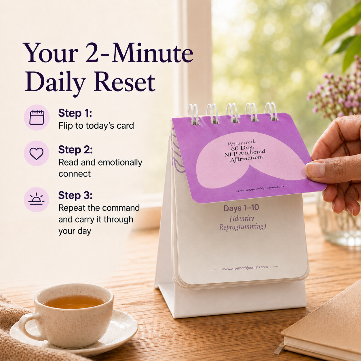 WiseMonk 60 Days NLP Affirmation Cards | For Daily Motivation, Confidence & Self Growth