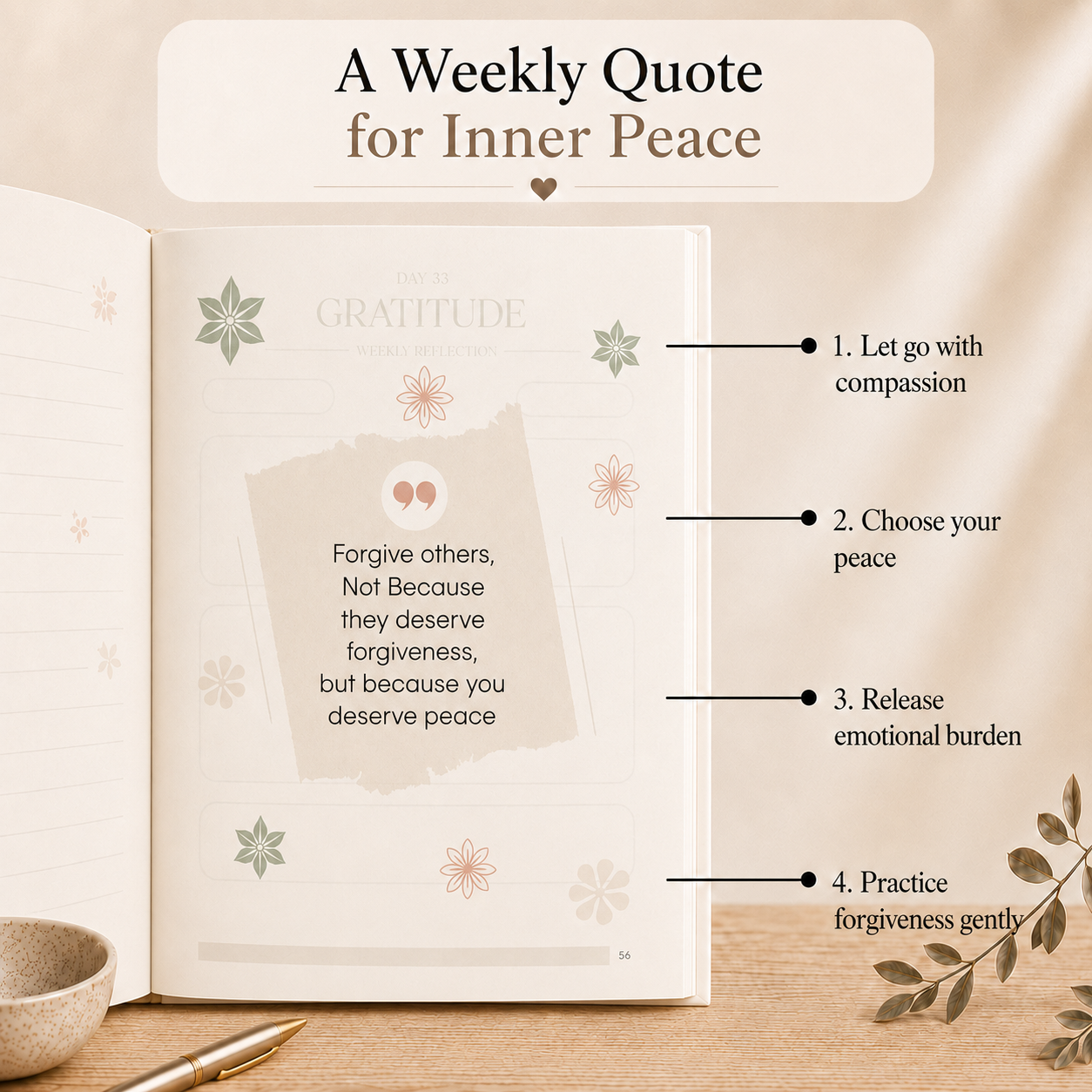 Advanced Gratitude Journal | For Mental Clarity, Inner Peace & Better Sleep